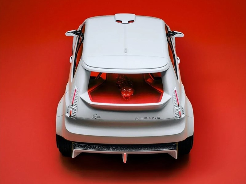 Alpine и Lacoste превратили электрический хот-хэтч A290 Rallye в автомобиль с крокодилом вместо заднего стекла